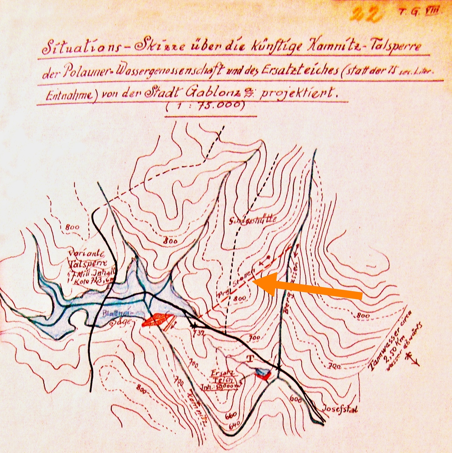 Uvažovaná podoba štoly převodu vody z roku 1921