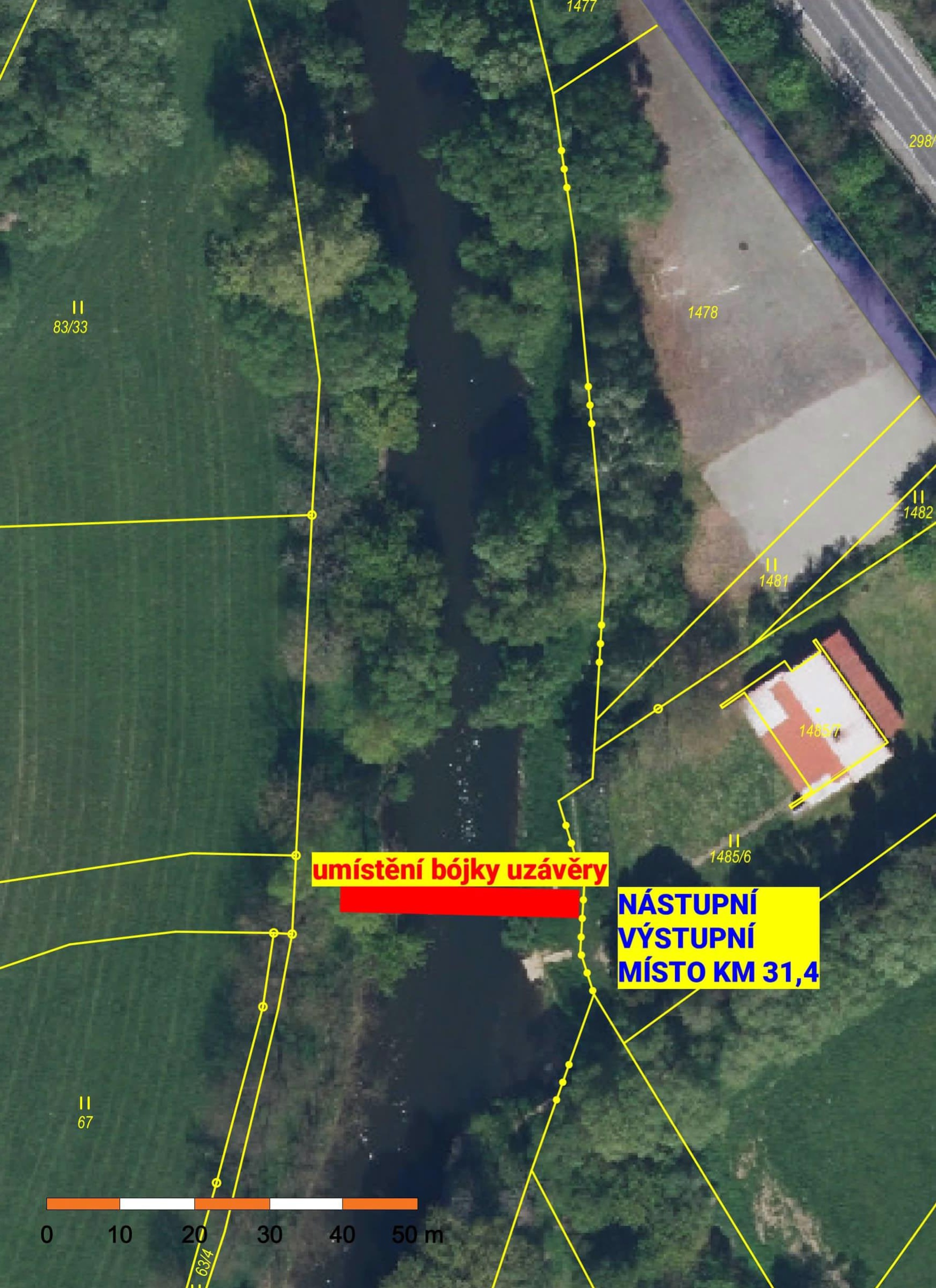 Nástupní a výstupní místo ř. km 31,4